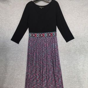 VERSONA Aztec Tribal Buttery Soft Stretch Knit Embroidered High Waist Maxi Dress